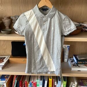 Ralph Lauren fitted grey with white stripe polo size medium